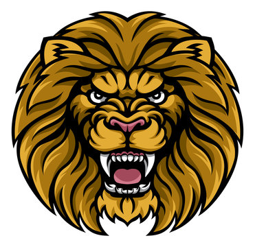 Lion Mascot Logo - Bold & Aggressive Cartoon Design for Teams & Brands
