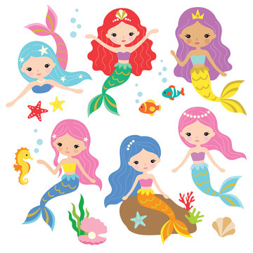 Cute Mermaid Clipart Collection - Free Download for Kids’ Projects