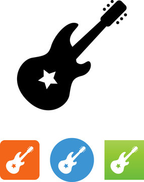 Black electric guitar icon with a white star cutout on the body, stylized silhouette design.