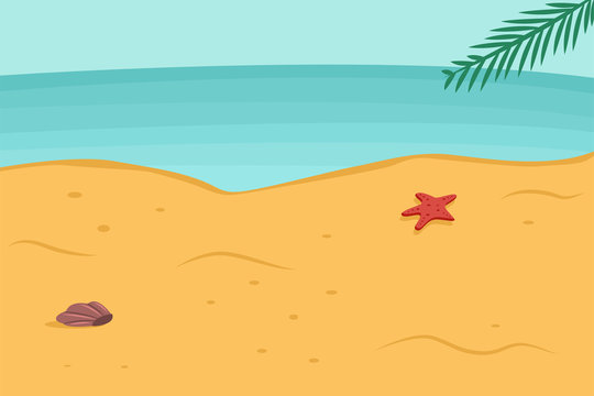 Serene Beach Scene with Starfish and Seashell - Free Illustration