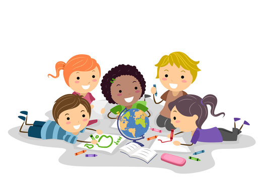 Kids Learning Together - Educational Illustration for Schools & Teachers