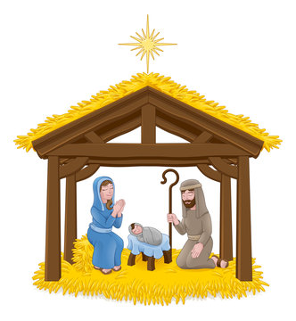 Traditional Nativity Scene Illustration - Free Christian Clipart