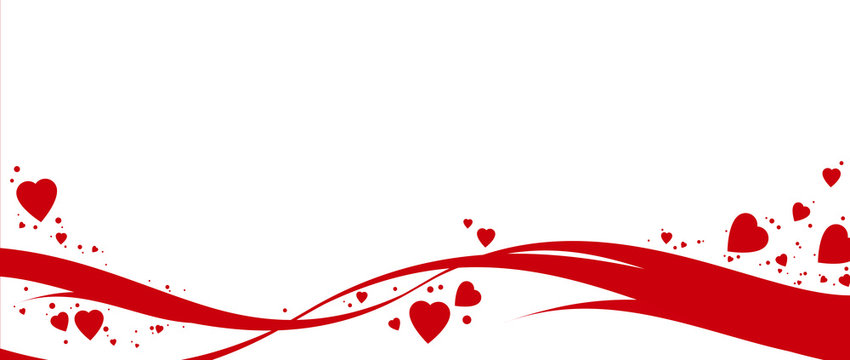 Red heart-themed decorative wave design on white background, ideal for Valentine’s Day or love-related content.
