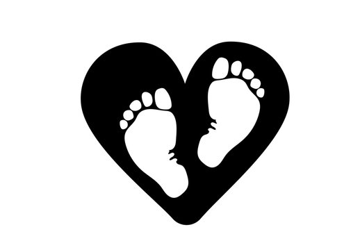 Baby Footprints in Heart - Symbol of Parental Love and New Beginnings