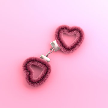 Heart-Shaped Fuzzy Handcuffs - Playful Romantic Accessories for Couples