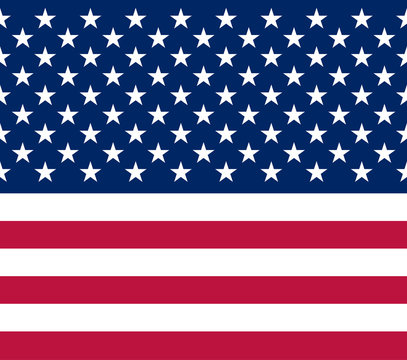 United States flag with 50 white stars on a blue canton and 13 red and white stripes.