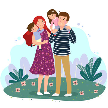 Happy Family Outdoors - Illustration for Parenting & Lifestyle Content