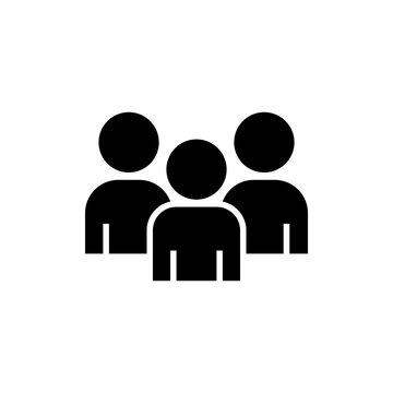 Black silhouette icon of three people standing together, representing teamwork or community.
