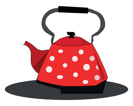 Vintage-Style Red Polka Dot Teapot Illustration