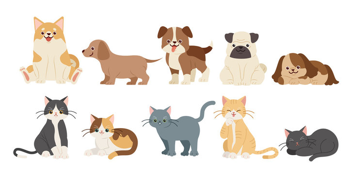 Adorable Cartoon Dogs and Cats - Free Illustration for Pet Lovers