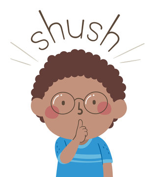 Shush Gesture Illustration - Quiet Signal for Kids & Classrooms