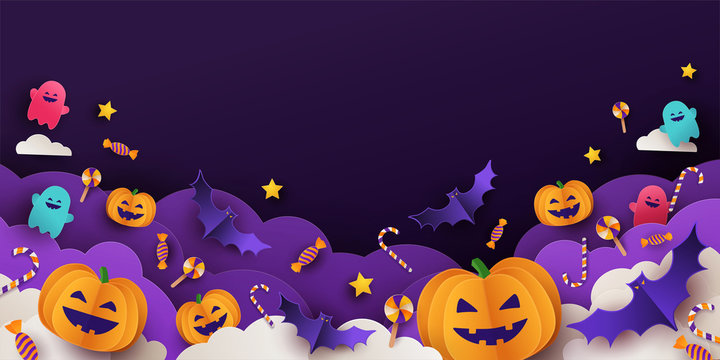 Happy Halloween Paper Art Banner - Free Download & Design Inspiration