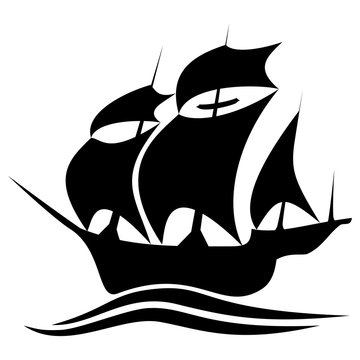 Historic Sailing Ship Silhouette - Nautical Icon for Design & Branding