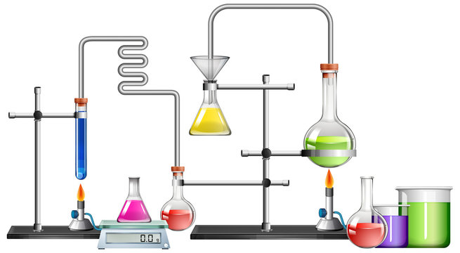 Chemistry Lab Equipment Diagram - Educational Science Illustration