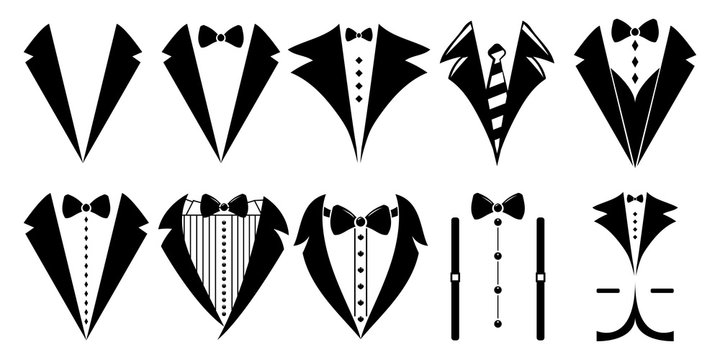 Tuxedo Silhouette Icons - Formal Wear Vector Graphics for Design