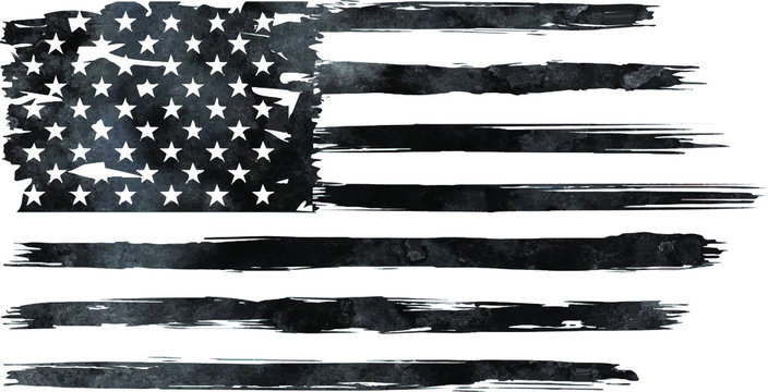 Grunge American Flag Illustration - Black & White Patriotic Design