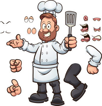 Customizable Chef Cartoon Vector - Animated Cooking Character
