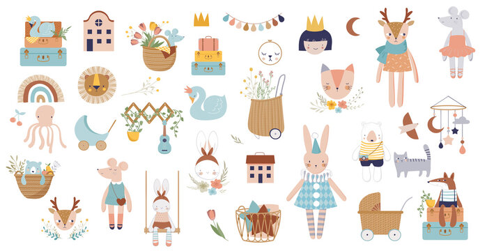 Whimsical Baby & Animal Illustration Collection for Kids’ Design Projects