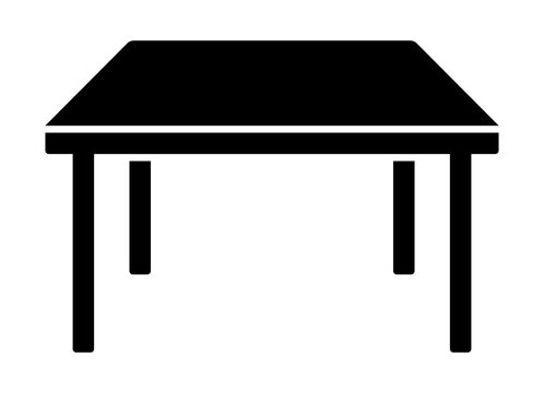 Simple black silhouette of a rectangular four-legged table on white background.