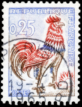 Vintage 1965 French Postage Stamp - Gallic Rooster Design