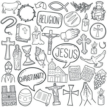 Christian Symbols Doodle Collection - Visual Guide to Key Religious Icons