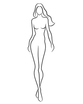 Fashion Illustration Line Art - Female Silhouette Template for Designers
