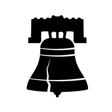 Silhouette of the Liberty Bell with iconic crack and yoke, symbol of American independence.