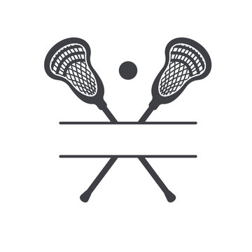 Lacrosse Sport Logo - Crossed Sticks & Ball Design