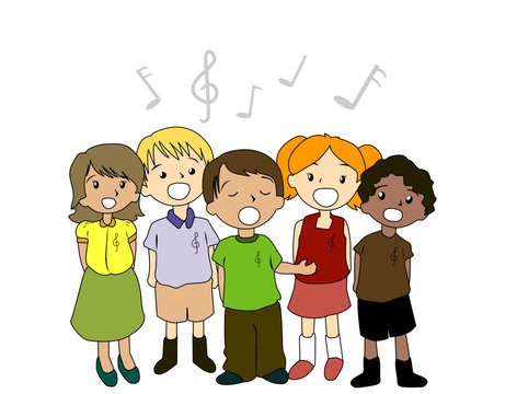 Children Singing Songs. Happy Kids Clip Art Illustration Kids - Clipart ...