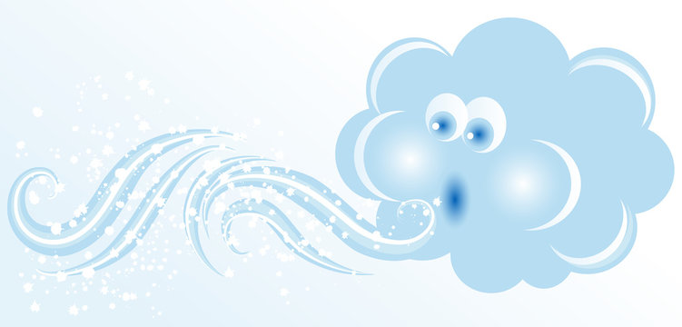 Windy Cloud Illustration - Playful Weather Graphic for Kids & Education