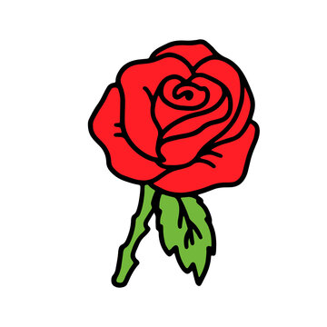 Red Rose Illustration - Simple & Bold Floral Clipart