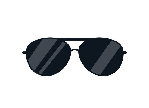 Classic aviator sunglasses with dark gradient lenses and thin metal frame on white background.