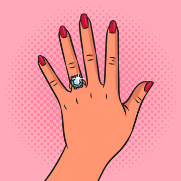 Blue Gemstone Ring Illustration - Pop Art Hand Design
