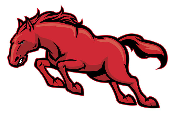 Horse Mustang Logo Running Vector Mascot Illustration Stock - Clip Art ...