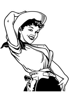 Vintage Cowboy Pin-Up Art - Classic Retro Illustration