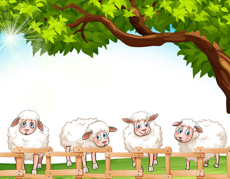 Cute Sheep Under Tree - Free Illustration for Kids & Farm Themes