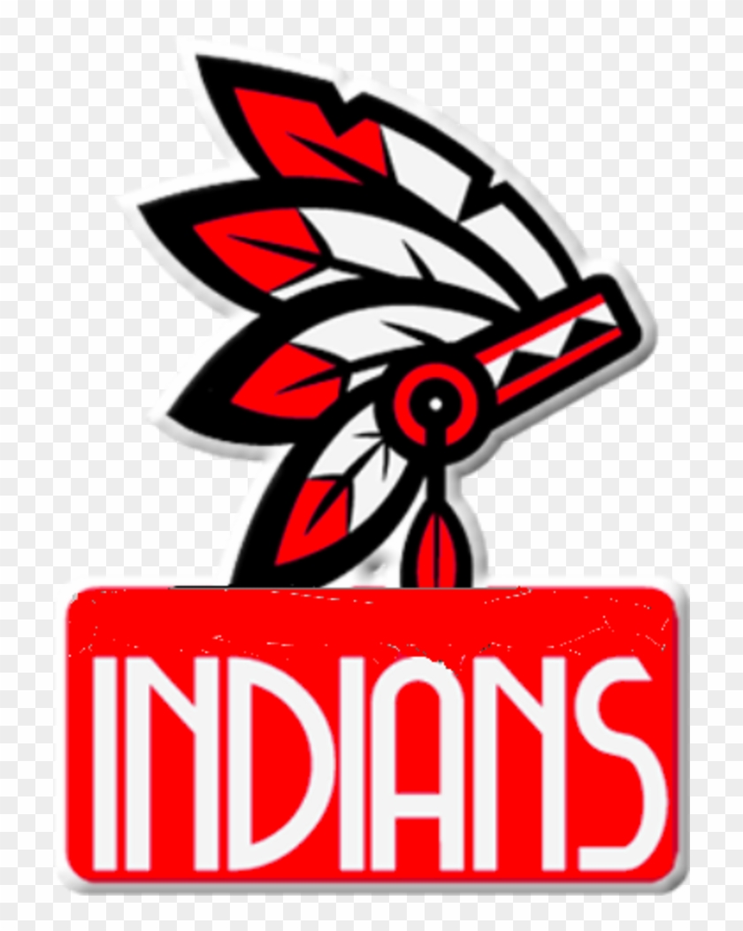 Red and black Native American headdress logo with "INDIANS" text below.