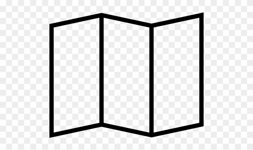 Simple black line icon of a folded paper map on transparent background.