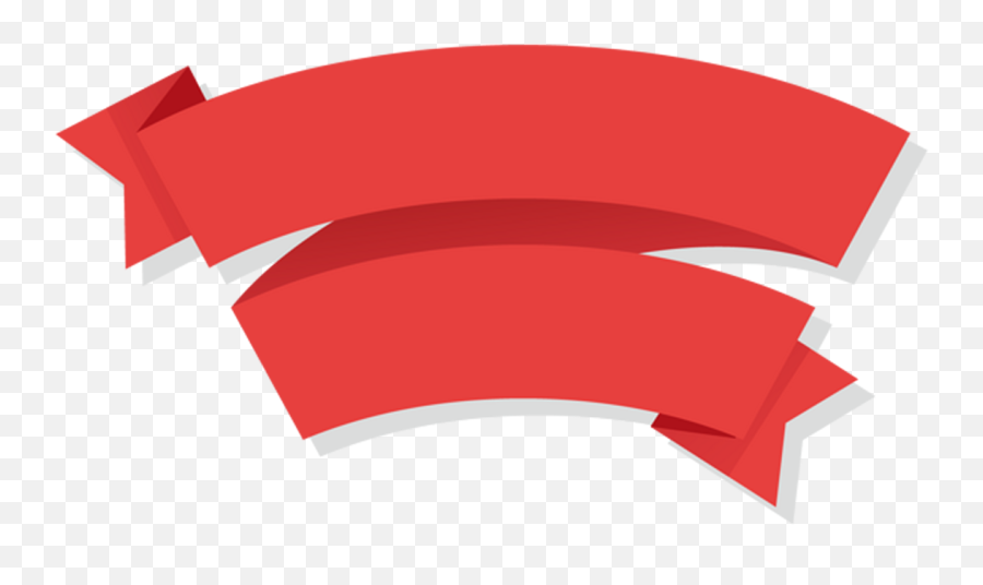 Red ribbon banner graphic with layered folds and drop shadow on transparent background.