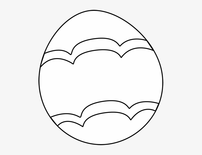 Black-and-white line drawing of an Easter egg with scalloped decorative bands.