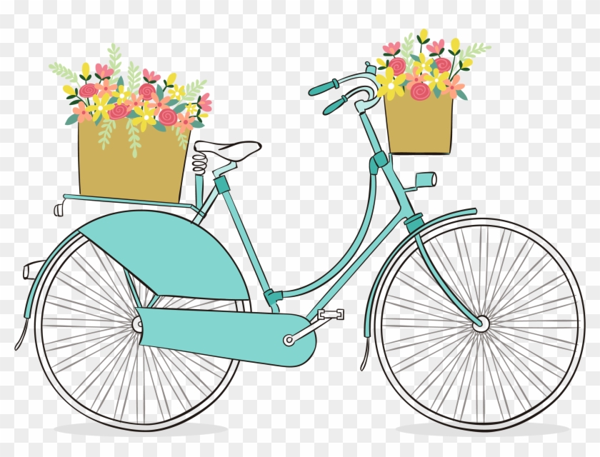 Charming Floral Bicycle Illustration - Free Download & Usage