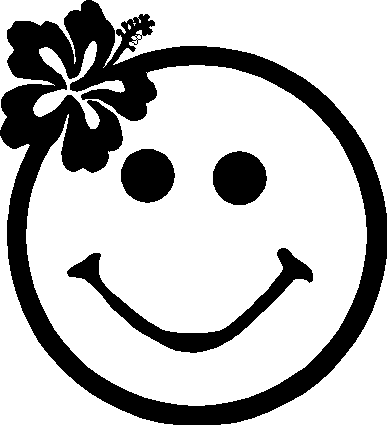 Smiley Face with Hibiscus Flower - Iconic Vintage Graphic Art