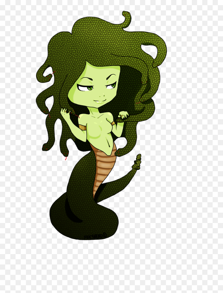 Chibi Medusa Illustration - Mythical Gorgon Art Download