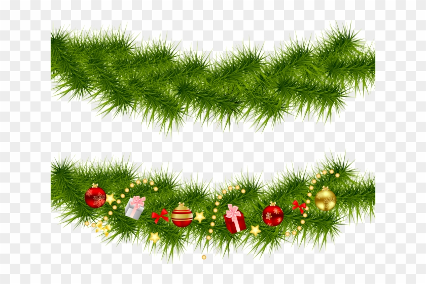 Festive Pine Garland with Christmas Ornaments - Free PNG Download