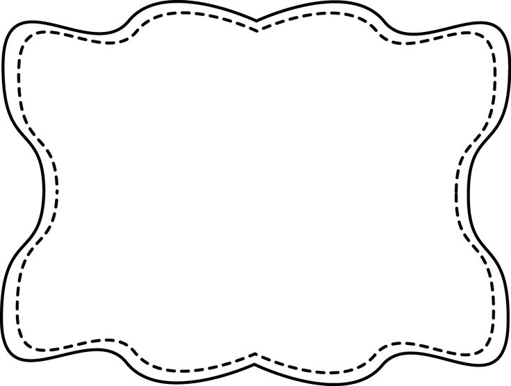 Decorative scalloped border frame with dashed inner line, white background, black outline.