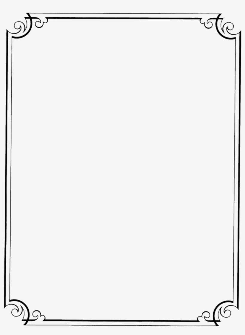 Elegant black-and-white ornamental border frame with scrollwork corners, suitable for certificates, invitations, or vintage designs.