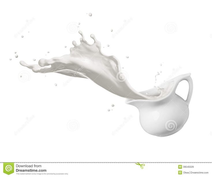 White ceramic pitcher pouring a dynamic splash of milk against a clean white background.