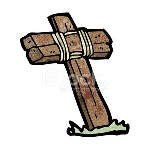 Wooden Cross Illustration - Simple Cartoon Grave Marker Image