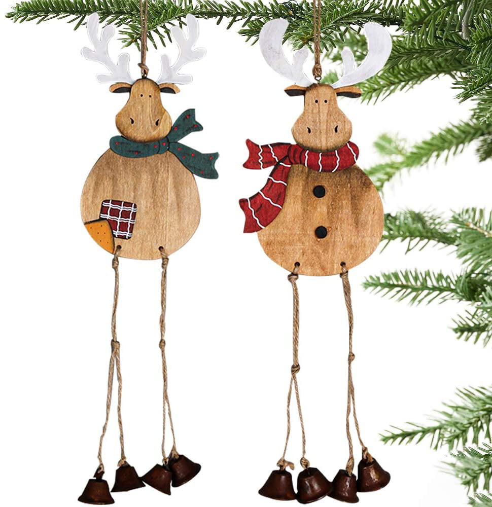 Rustic Wooden Reindeer Ornaments - Handcrafted Holiday Decor