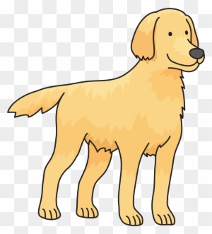 Golden Retriever cartoon illustration standing in profile, light golden fur, friendly expression, transparent background.